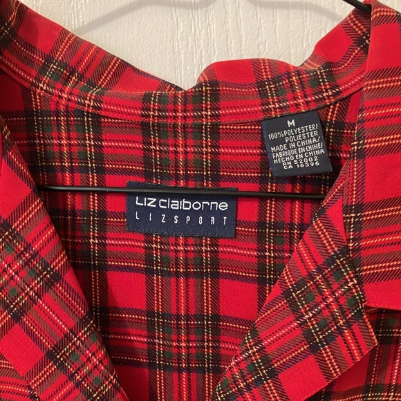Vintage Liz Claiborne Plaid Blouse - Picture 2 of 4